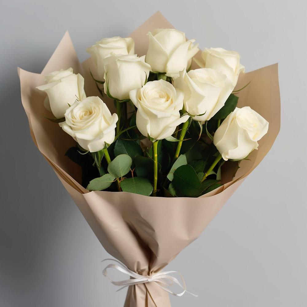 Букет 9 Белых роз Эдлесс Лав в Вилючинске