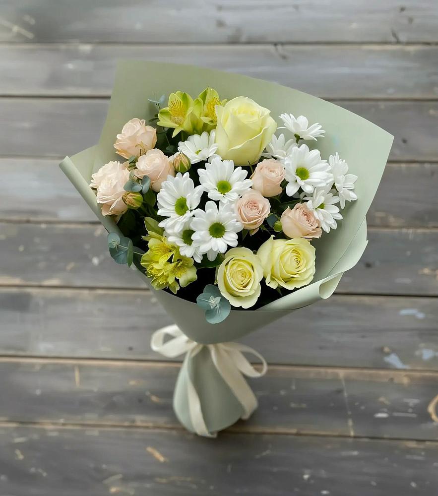 Букет цветов из: Альстромерии, Розы и Хризантемы в Вилючинске