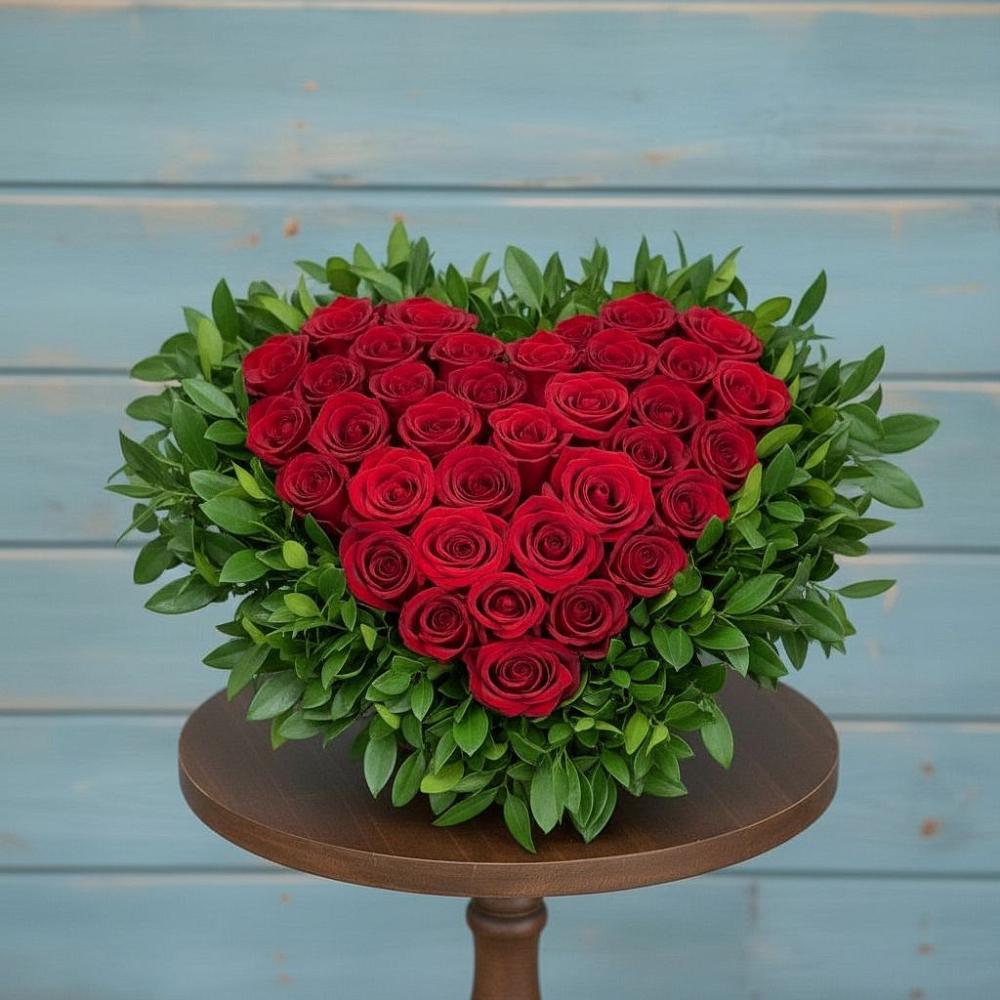 Цветочная композиция из Розы в виде сердца в Вилючинске