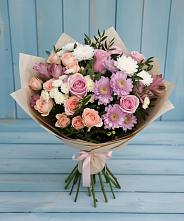 Букет цветов из:  Хризантемы, Розы и Альстромерии в Вилючинске
