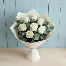 Букет Белые розы в Эвкалипте #REPLACE_PRED# Вилючинске